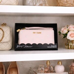 Betsey Johnson Light Pink Heart Wallet with Gold Accents